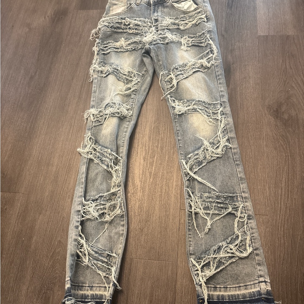 Source Unknown Light Blue Distressed Jeans
